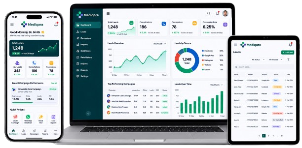 Mediqora HMS Multi-Device App Suite Mockup